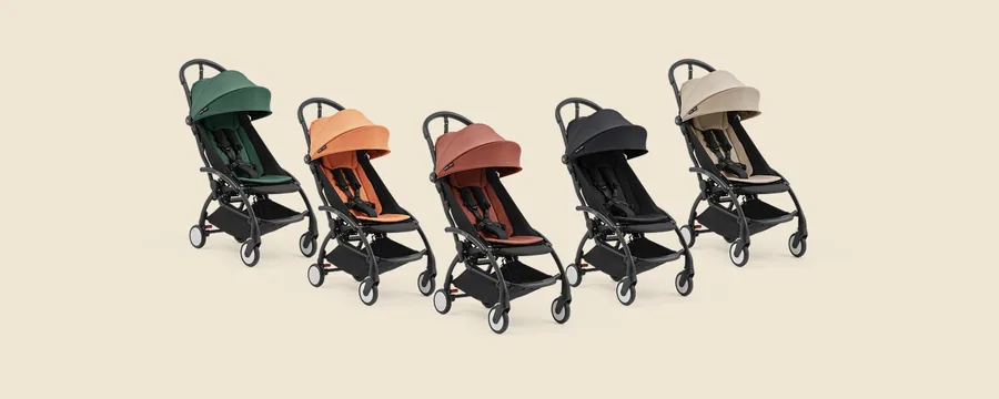 El Stokke YOYO⁵ en sus cinco colores, uno junto a otro